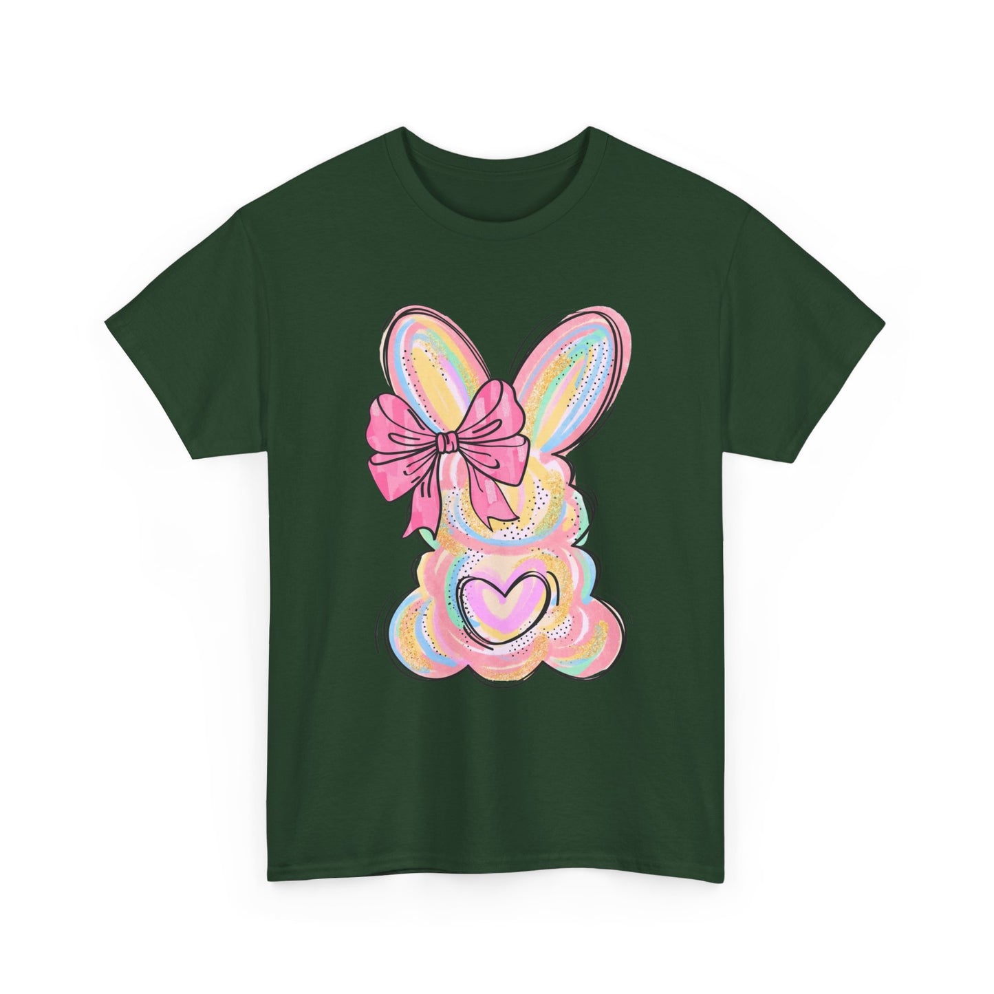 Pastel Bunny Heart T‑Shirt — Cute Easter Bunny Tee with Bow