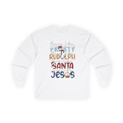 Long Sleeve Tee — Frosty, Rudolph, Santa, Jesus Design