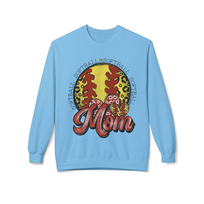Softball Mom Crewneck Sweatshirt – Leopard Stitch Ball Graphic