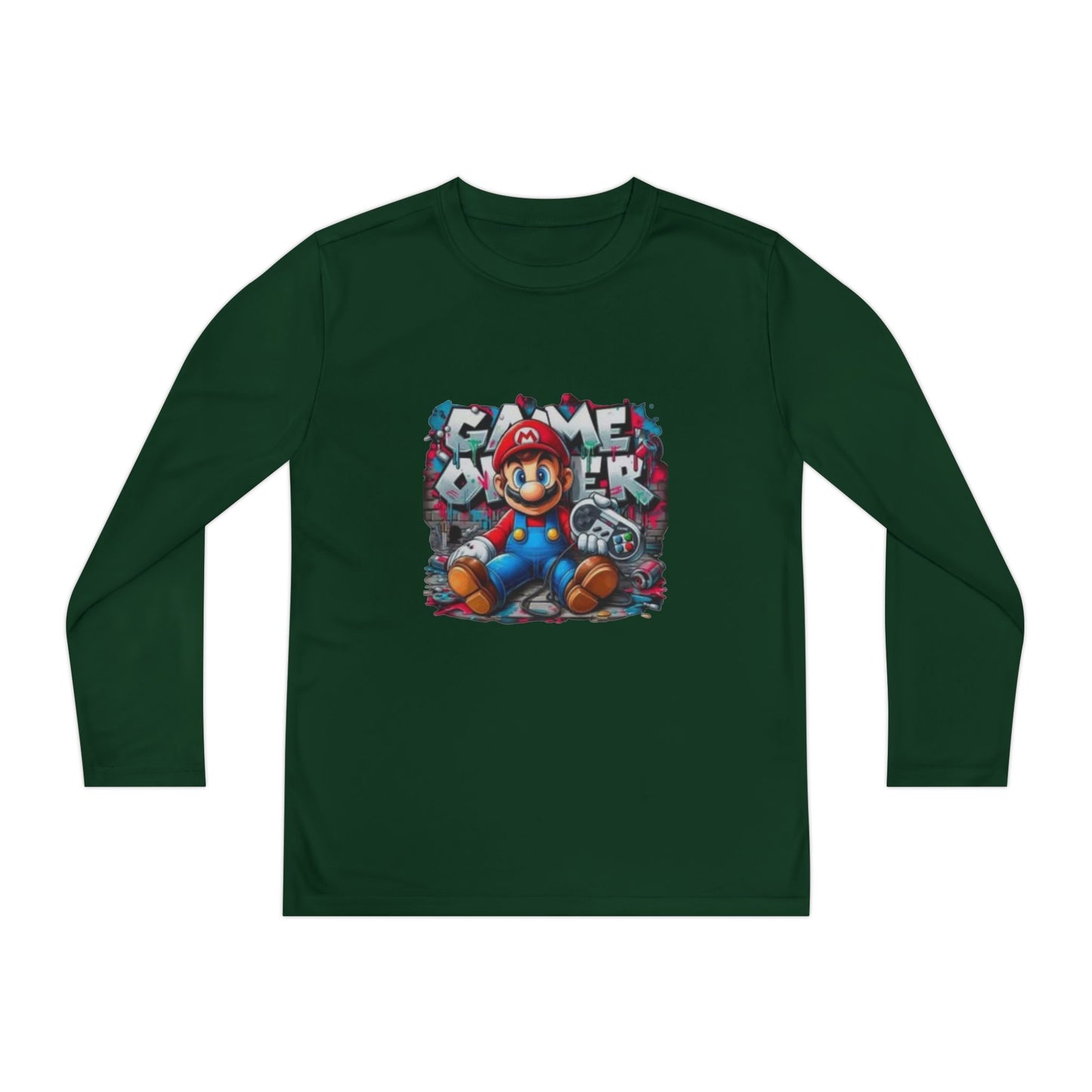 "Game Over" Graphic Youth Long Sleeve Gamer Character Tee