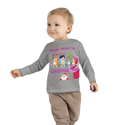 Toddler Long Sleeve Tee - "Rockin' Around the Christmas Tree" Cute Holiday Animal Choir Shirt