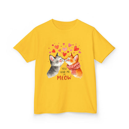Kids Tee — Cute Cats 'You Had Me at Meow' Valentine Shirt