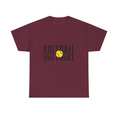 Softball Mom/Player Tee — Retro Script Softball Graphic T-Shirt