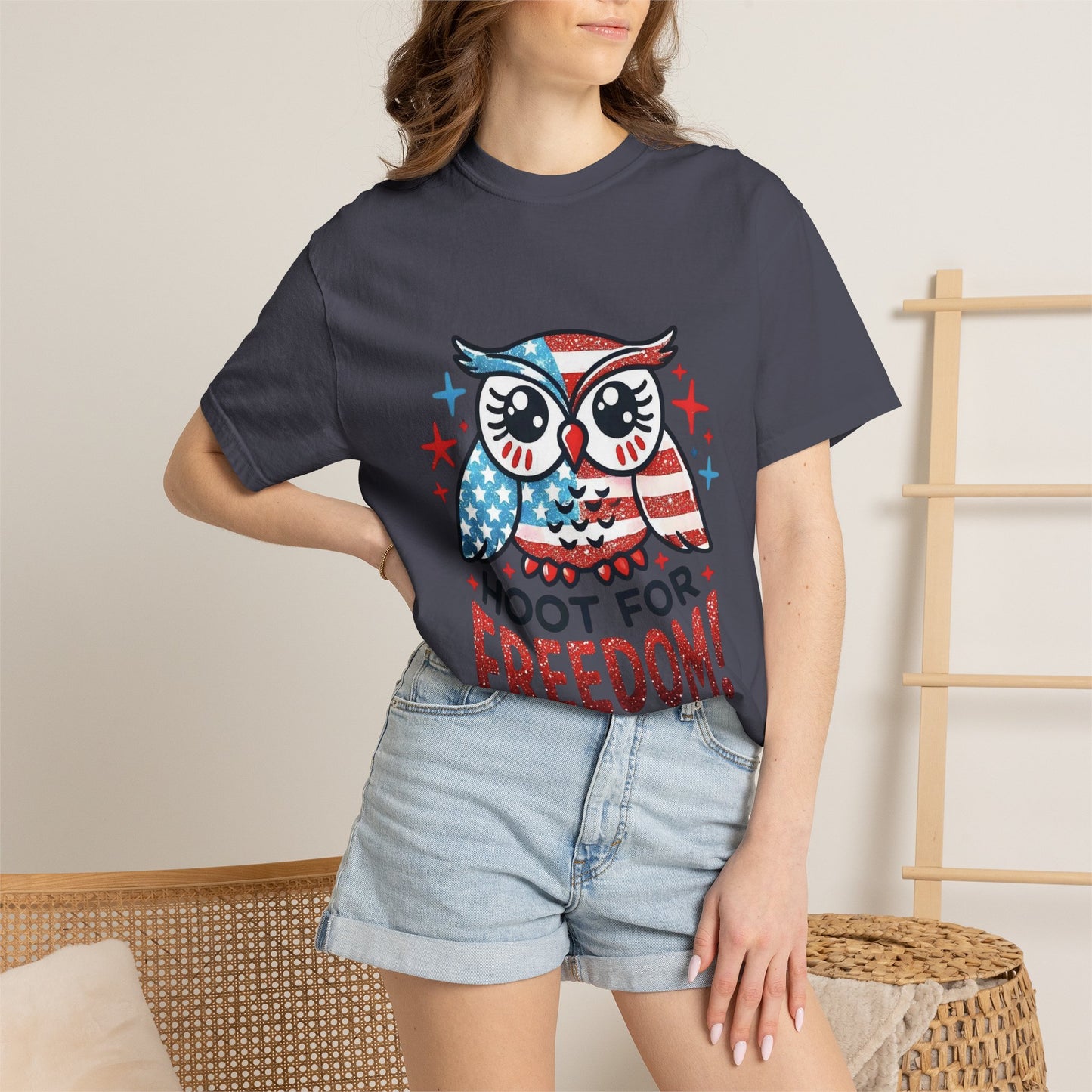 Patriotic 'Hoot for Freedom' Owl T-Shirt