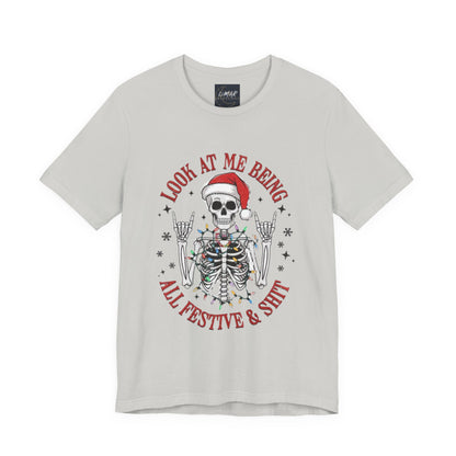 Festive Skeleton Tee - Unisex Jersey Short Sleeve T-Shirt