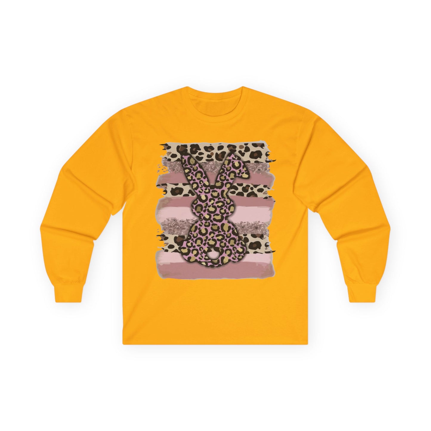 Leopard Bunny Long Sleeve Tee — Pink Stripes & Animal Print