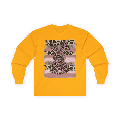 Leopard Bunny Long Sleeve Tee — Pink Stripes & Animal Print