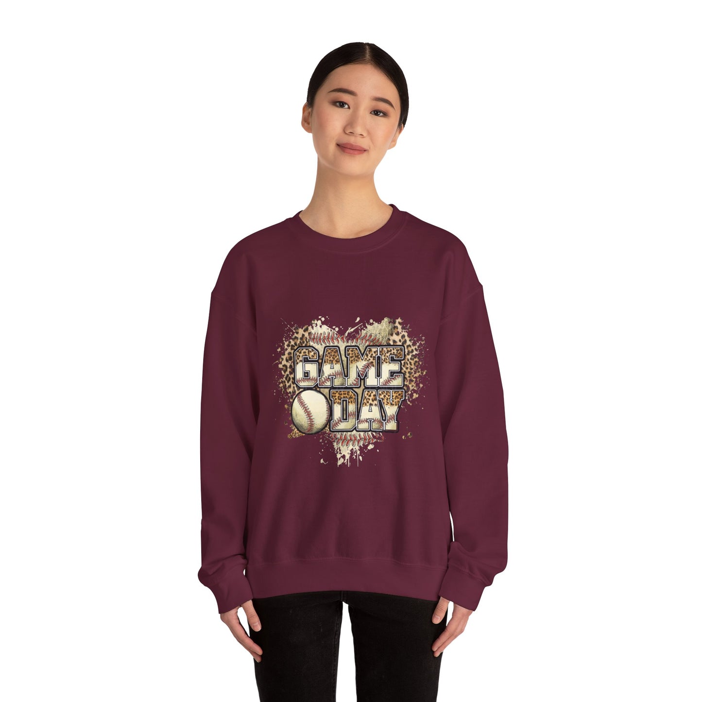 Softball 'Game Day' Crewneck Sweatshirt — Distressed Baseball Design