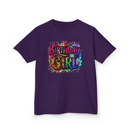 Birthday Girl Kids T‑Shirt — Colorful Confetti Party Tee