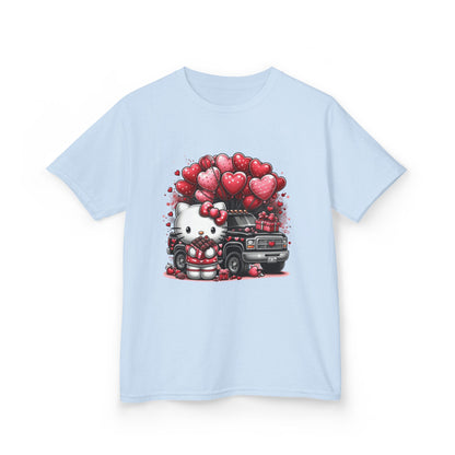 Kids Tee — Cute Kitty with Heart Balloons Valentine Shirt