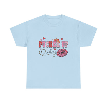 Pucker Up Kiss Graphic Tee – Cute Valentine’s Day Leopard Lip Design