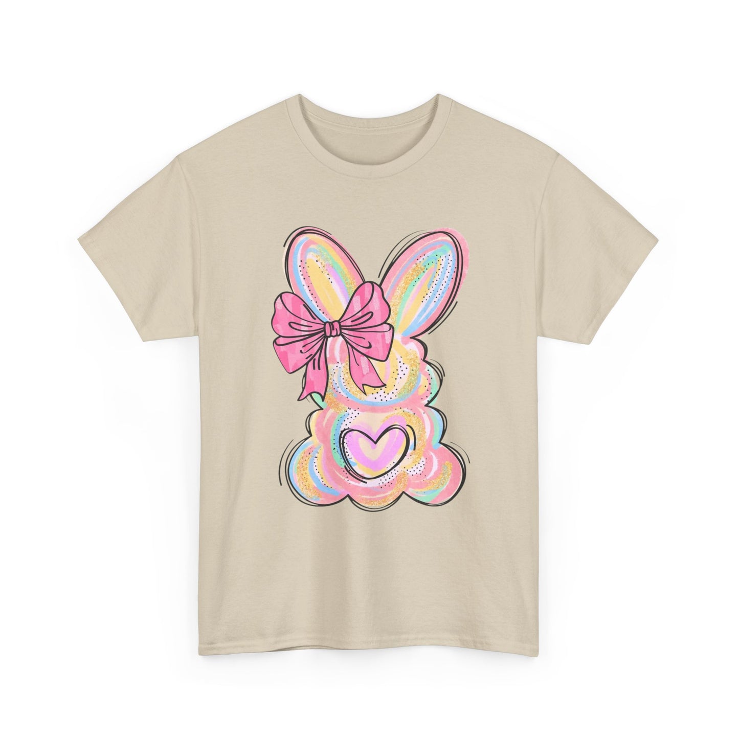 Pastel Bunny Heart T‑Shirt — Cute Easter Bunny Tee with Bow