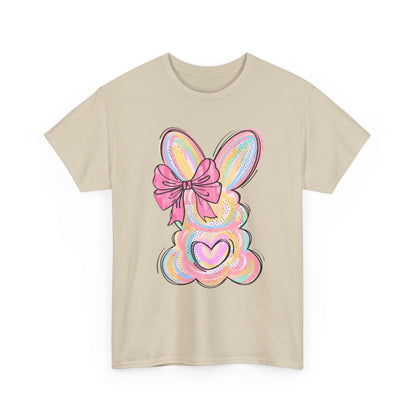 Pastel Bunny Heart T‑Shirt — Cute Easter Bunny Tee with Bow