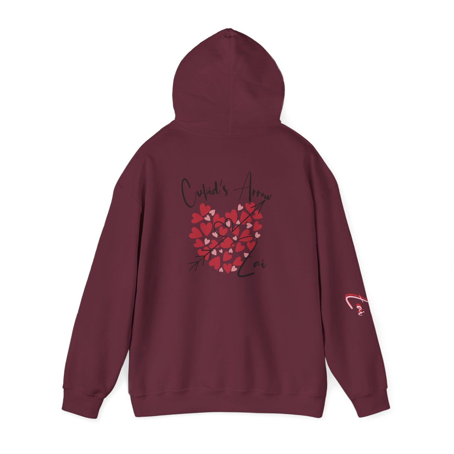 Cupid’s Arrow Lei Hoodie — Heart Arrow Script Pullover for Valentine’s Day