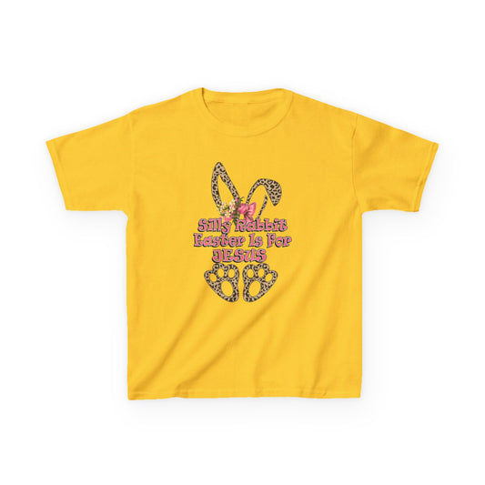 Kids Tee — Leopard Bunny Ears & 'This Little Bunny Is For Jesus' Easter Shirt