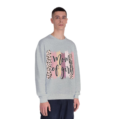 Mom of Girls Leopard Brushstroke Crewneck Sweatshirt