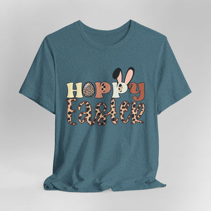 Happy Easter Leopard Print Tee — Cute Bunny Egg Holiday T-Shirt