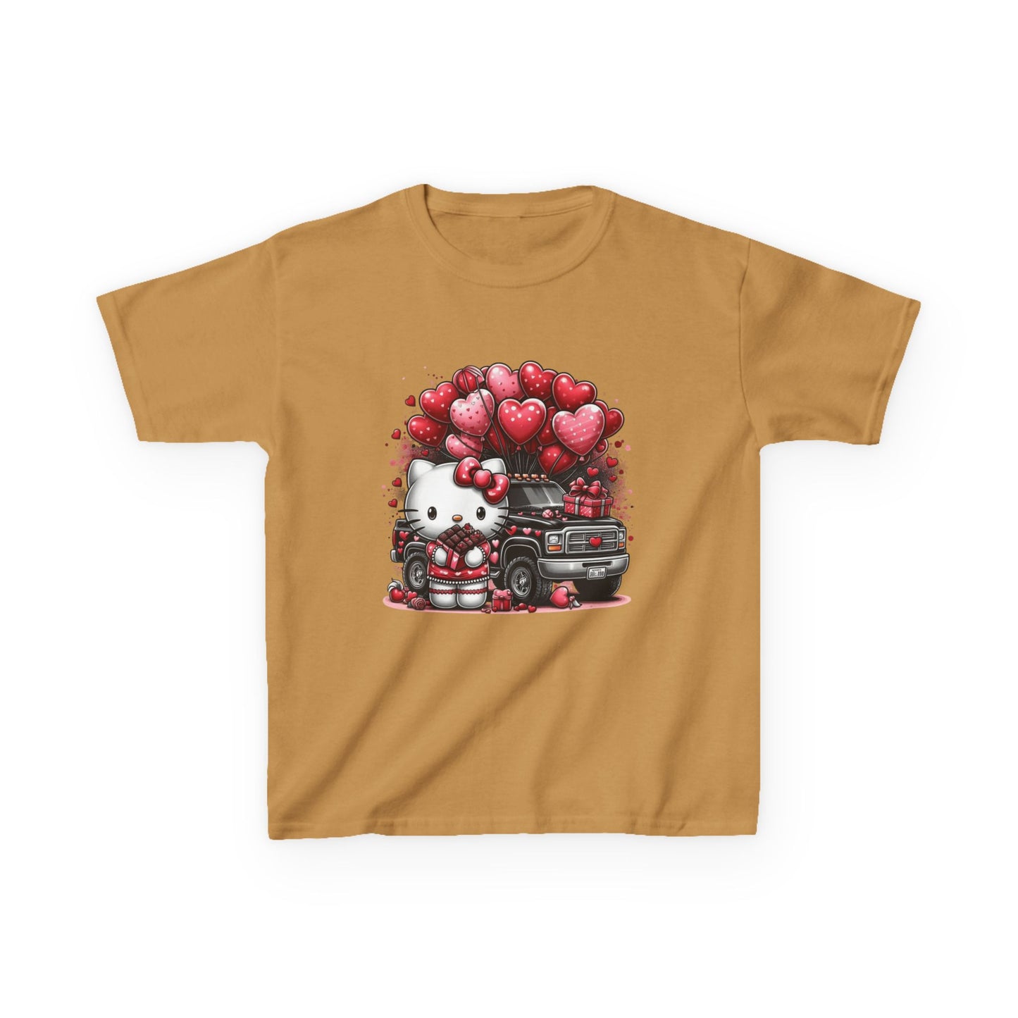 Kids Tee — Cute Kitty with Heart Balloons Valentine Shirt