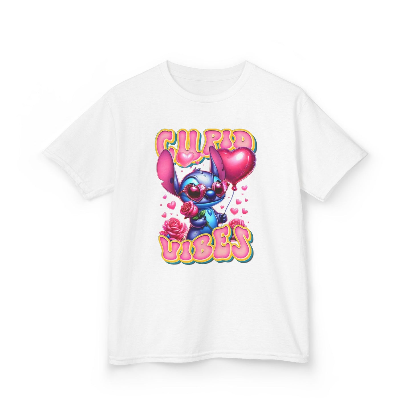 Kids Tee — 'Cupid Vibes' Cute Cartoon Cupid Character Valentine Shirt