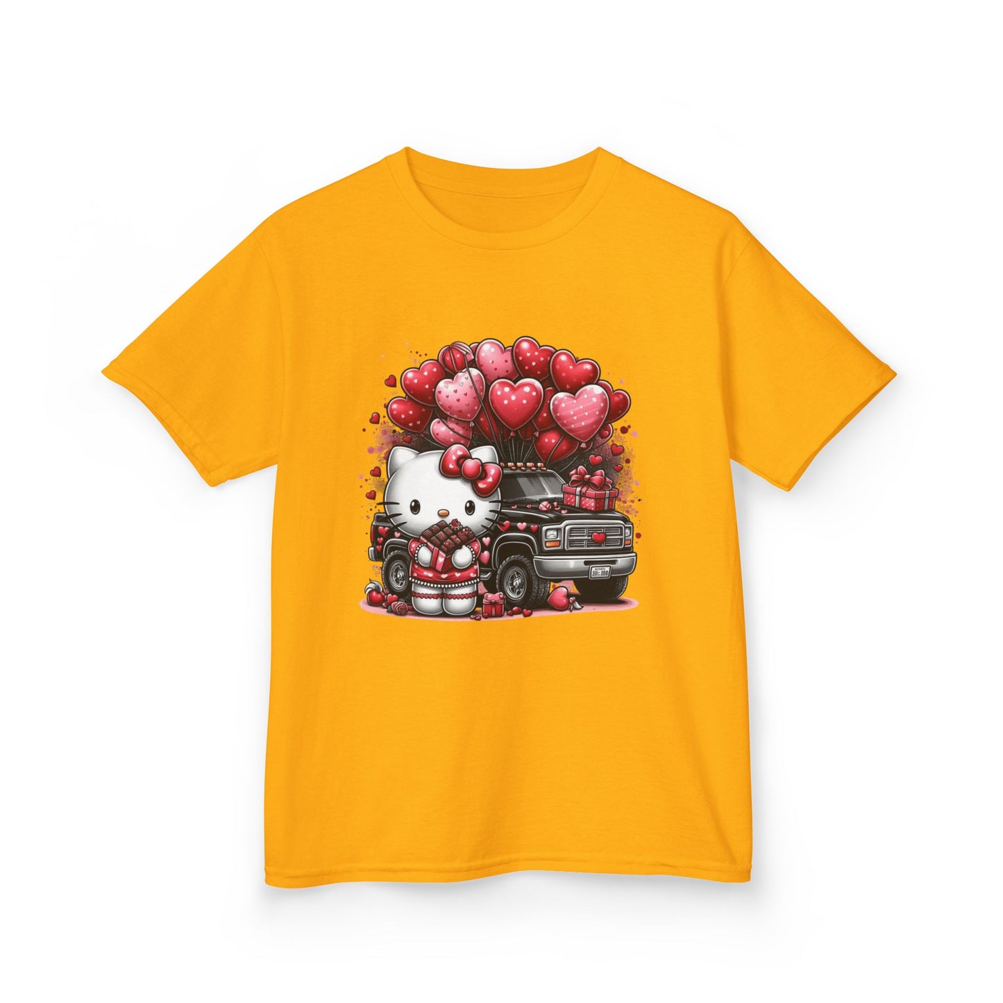 Kids Tee — Cute Kitty with Heart Balloons Valentine Shirt