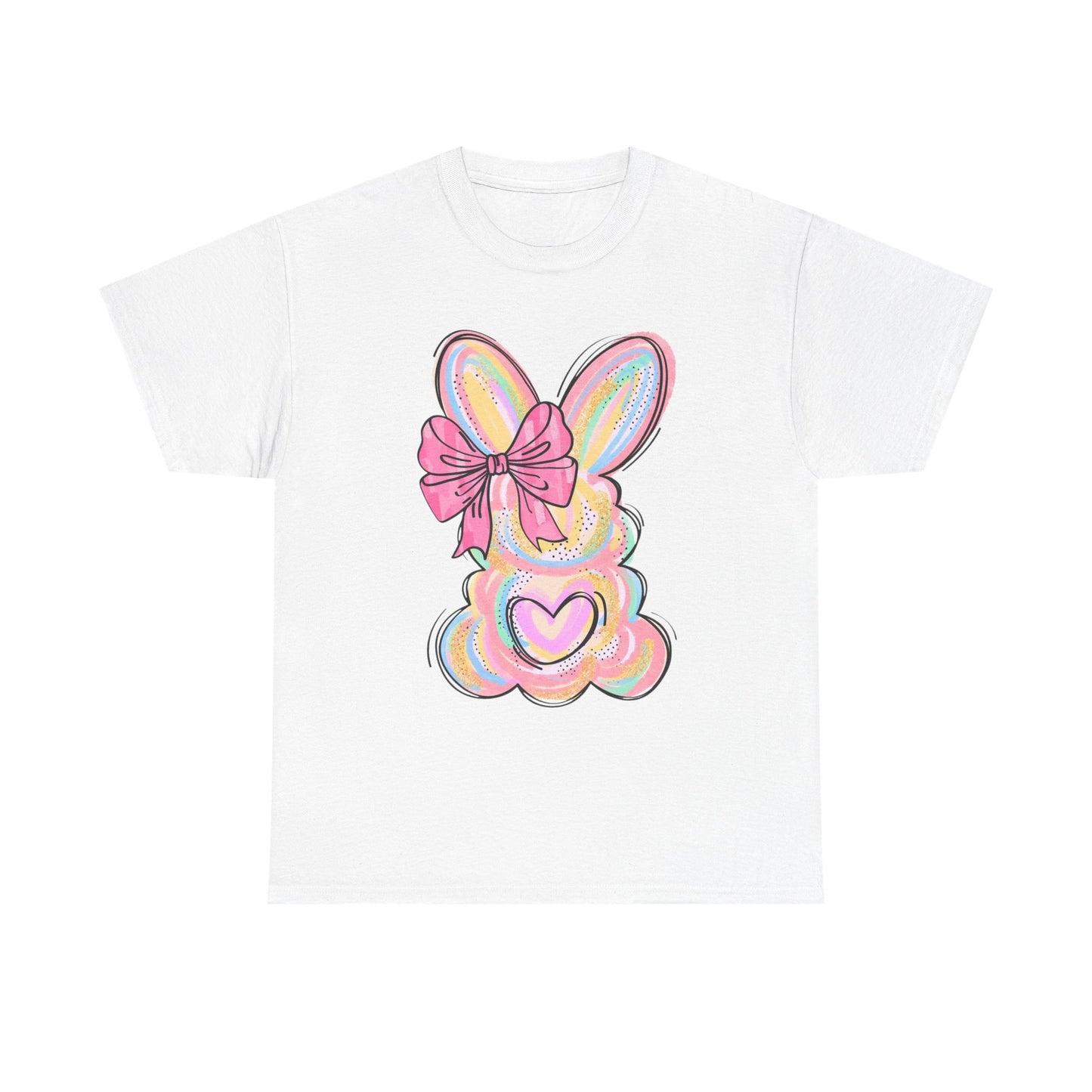 Pastel Bunny Heart T‑Shirt — Cute Easter Bunny Tee with Bow