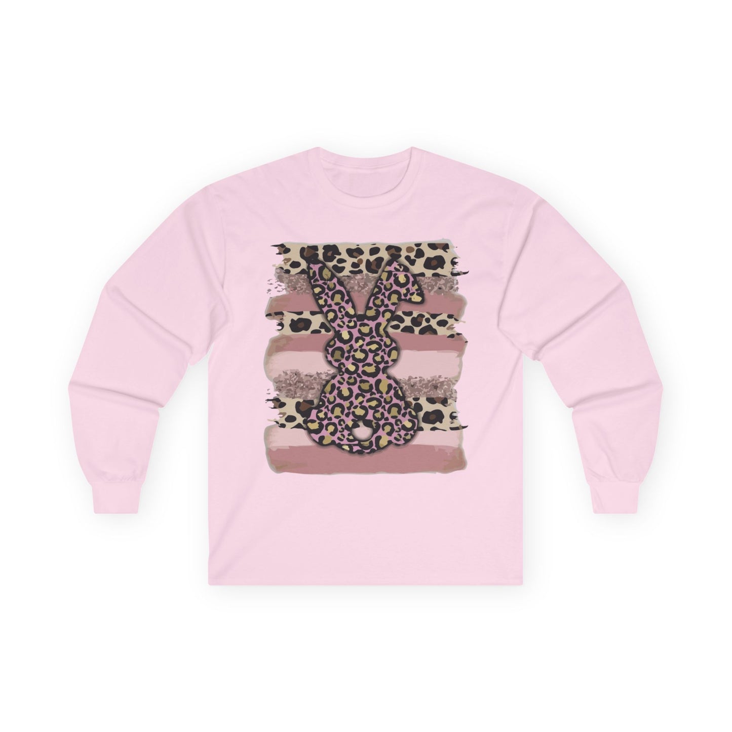 Leopard Bunny Long Sleeve Tee — Pink Stripes & Animal Print
