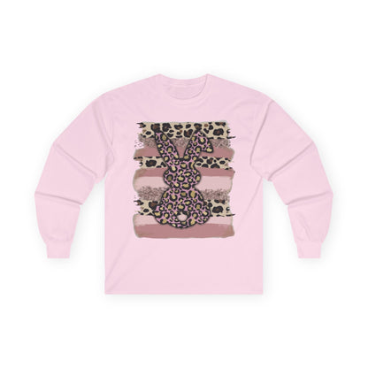 Leopard Bunny Long Sleeve Tee — Pink Stripes & Animal Print