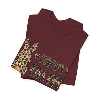 Leopard Print 'Happy Easter' Bunny Tee