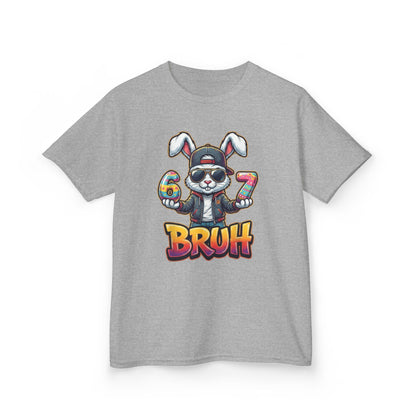 Kids 'Bruh 6 7' Bunny Graphic Tee — Cool Cartoon Bunny Shirt for Kids