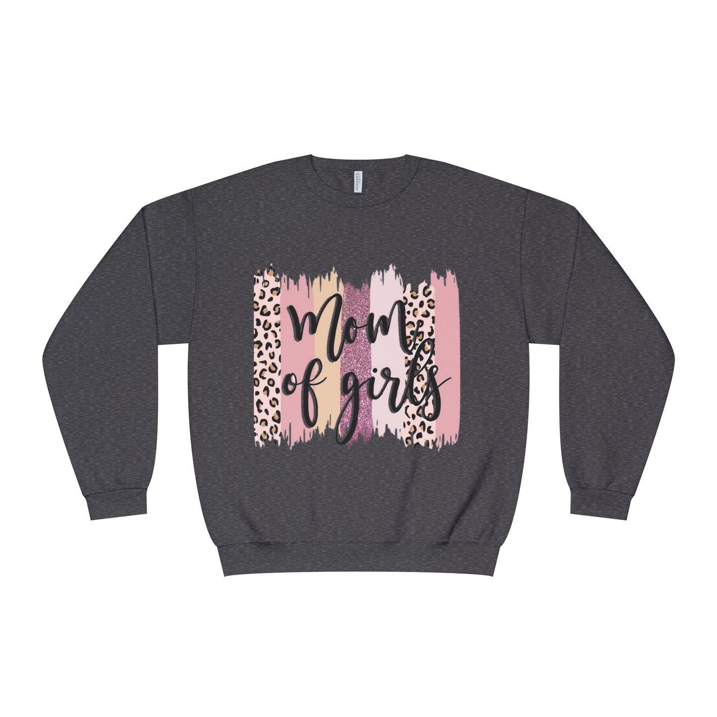 Mom of Girls Leopard Brushstroke Crewneck Sweatshirt