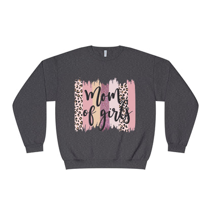 Mom of Girls Leopard Brushstroke Crewneck Sweatshirt
