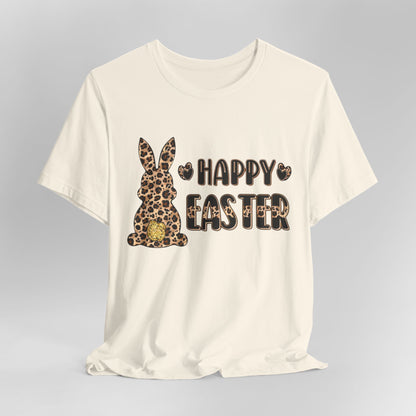 Leopard Print 'Happy Easter' Bunny Tee