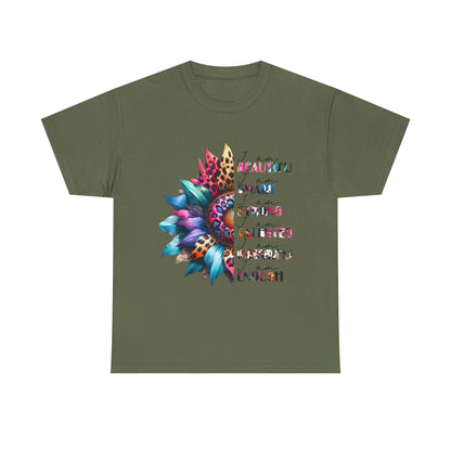"I am" Affirmation Floral T‑Shirt - "Beautiful, Smart, Strong, Talented, Powerful Enough"