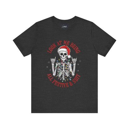 Festive Skeleton Tee - Unisex Jersey Short Sleeve T-Shirt