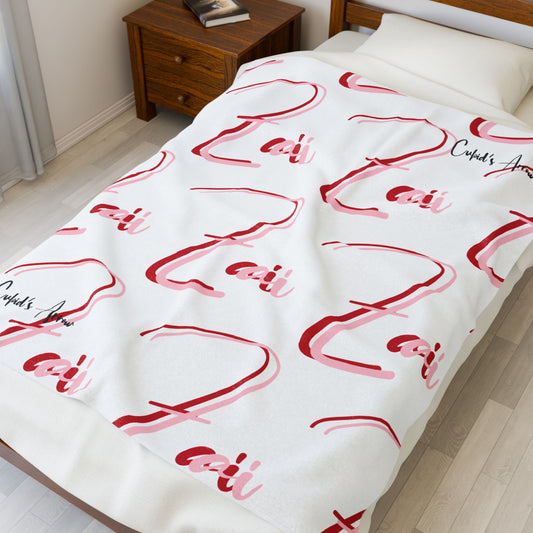 Red- Cupid's Arrow Merch- Velveteen Plush Blanket, Cozy Throw Blanket