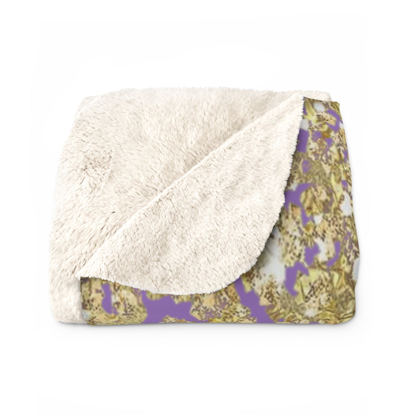 Gold Glitter Leopard Sherpa Blanket — Purple Animal Print Cozy Throw
