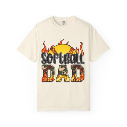Softball Dad T-Shirt — Flaming Softball Design