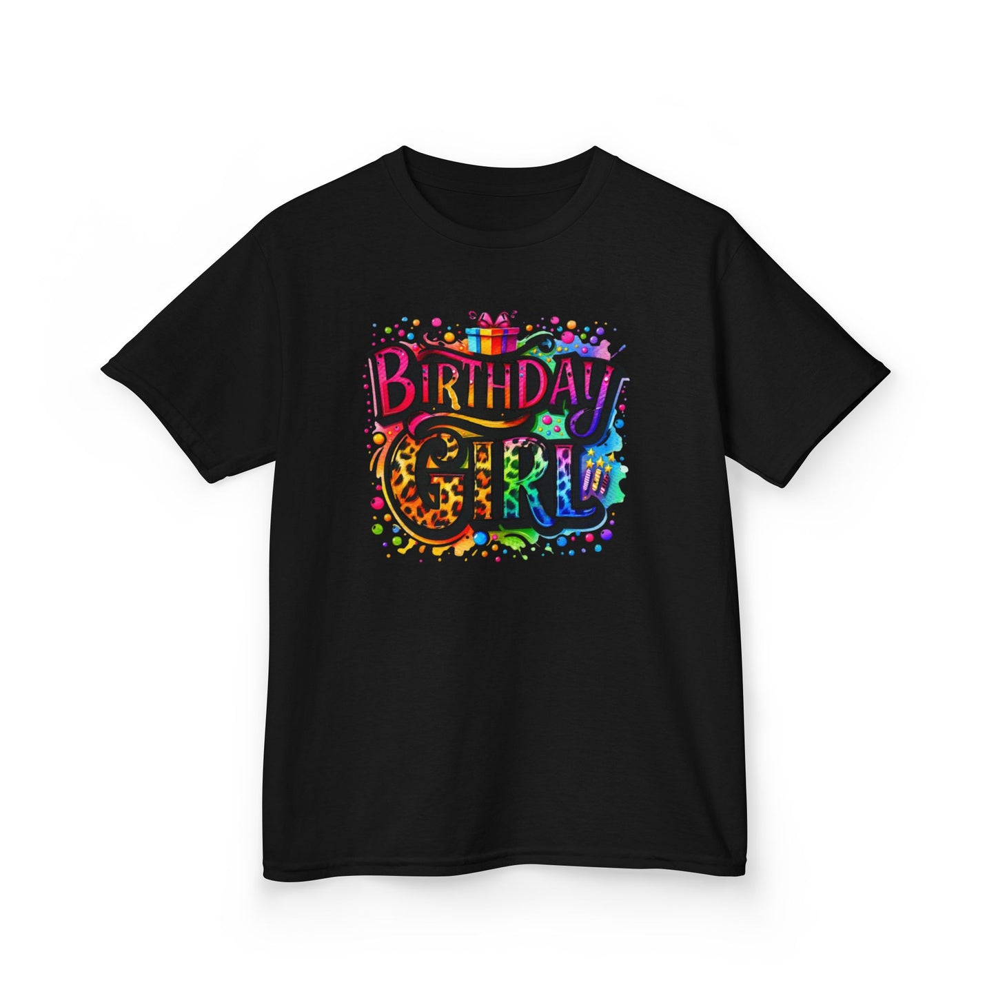 Birthday Girl Kids T‑Shirt — Colorful Confetti Party Tee