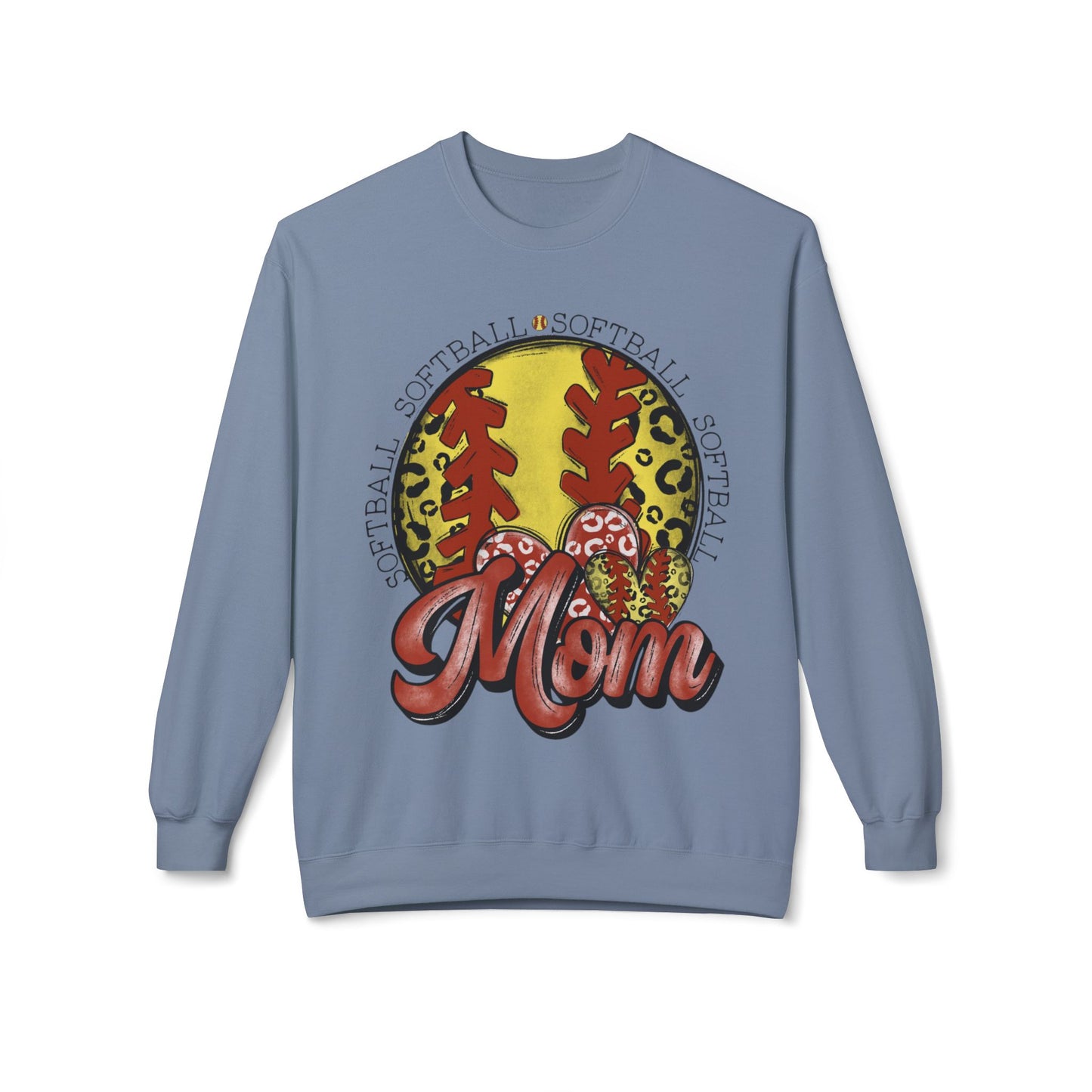 Softball Mom Crewneck Sweatshirt – Leopard Stitch Ball Graphic