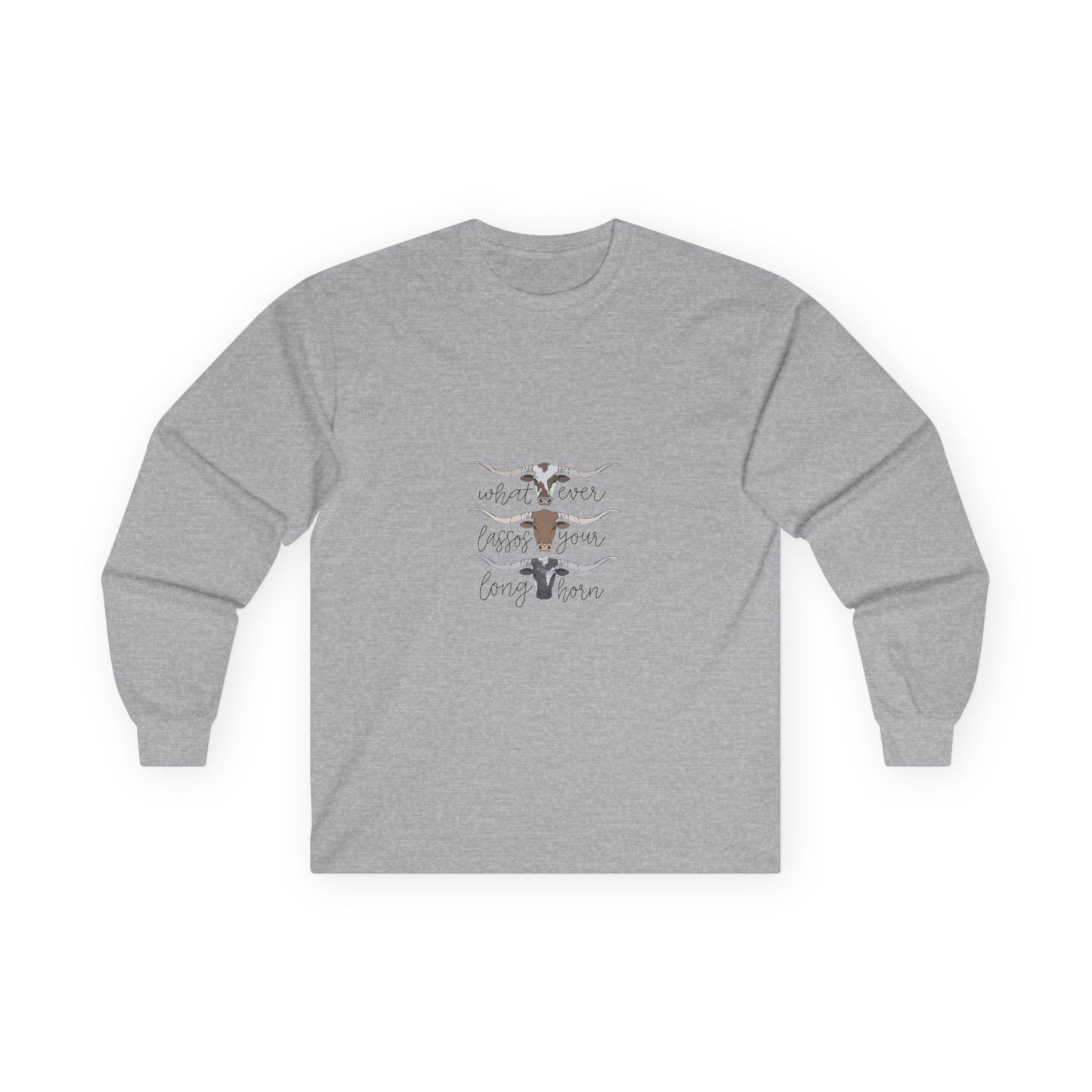 Longhorn Trio Long Sleeve Tee – 'Stay Humble Hustle Hard' Western Graphic