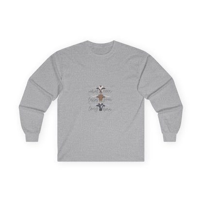 Longhorn Trio Long Sleeve Tee – 'Stay Humble Hustle Hard' Western Graphic