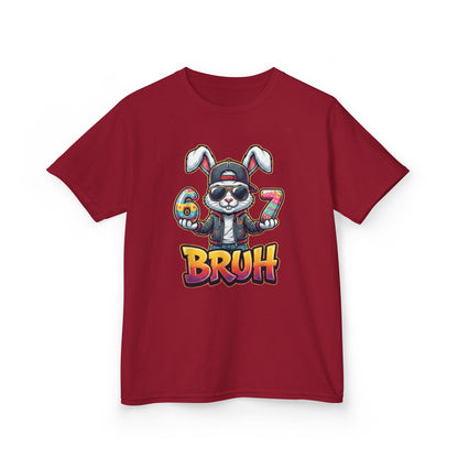 Kids 'Bruh 6 7' Bunny Graphic Tee — Cool Cartoon Bunny Shirt for Kids
