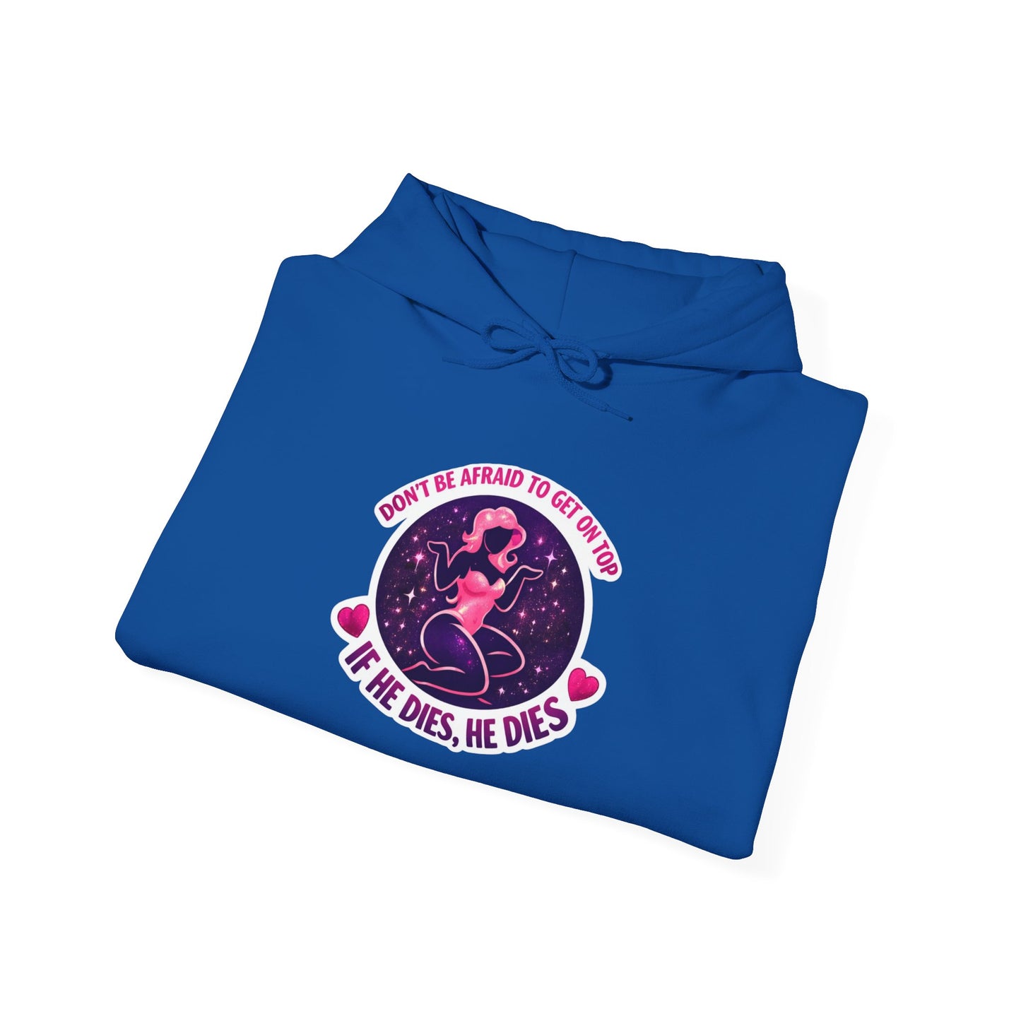 Hoodie — "Don't Be Afraid to Get On Top. If He Dies, He Dies" Retro Flamingo Graphic