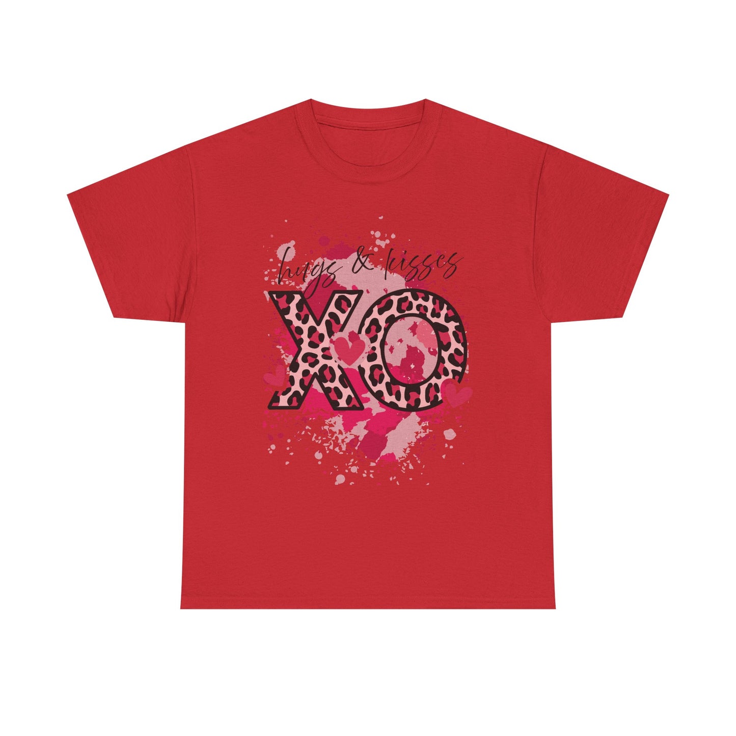 XO Hugs & Kisses Leopard Print Tee — Valentine's Day Graphic Shirt