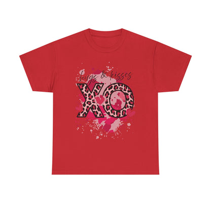 XO Hugs & Kisses Leopard Print Tee — Valentine's Day Graphic Shirt