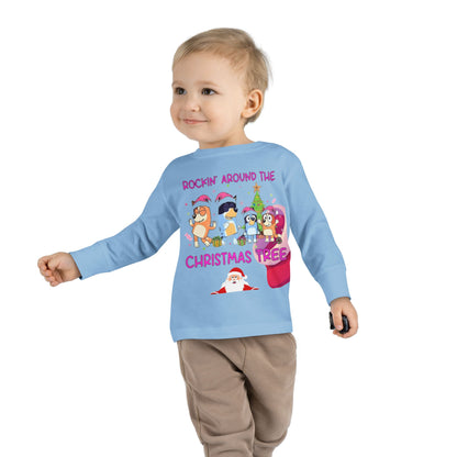 Toddler Long Sleeve Tee - "Rockin' Around the Christmas Tree" Cute Holiday Animal Choir Shirt