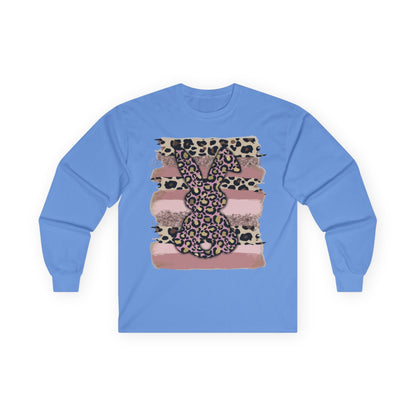 Leopard Bunny Long Sleeve Tee — Pink Stripes & Animal Print