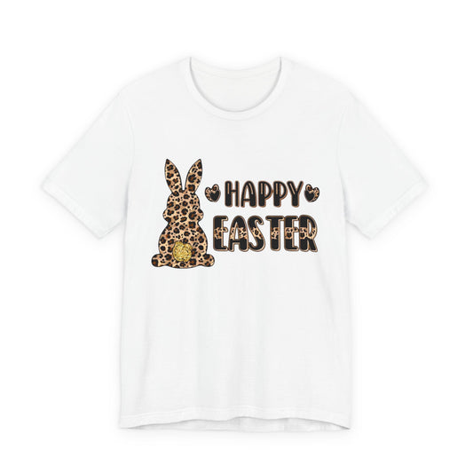 Leopard Print 'Happy Easter' Bunny Tee