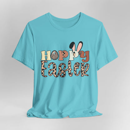 Happy Easter Leopard Print Tee — Cute Bunny Egg Holiday T-Shirt
