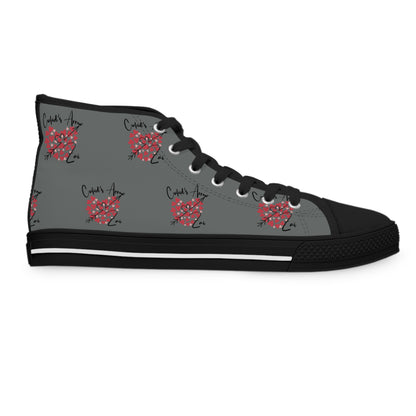 Cupid's Arrow- High Top Sneakers - Heart Design, Trendy Women's Footwear,
